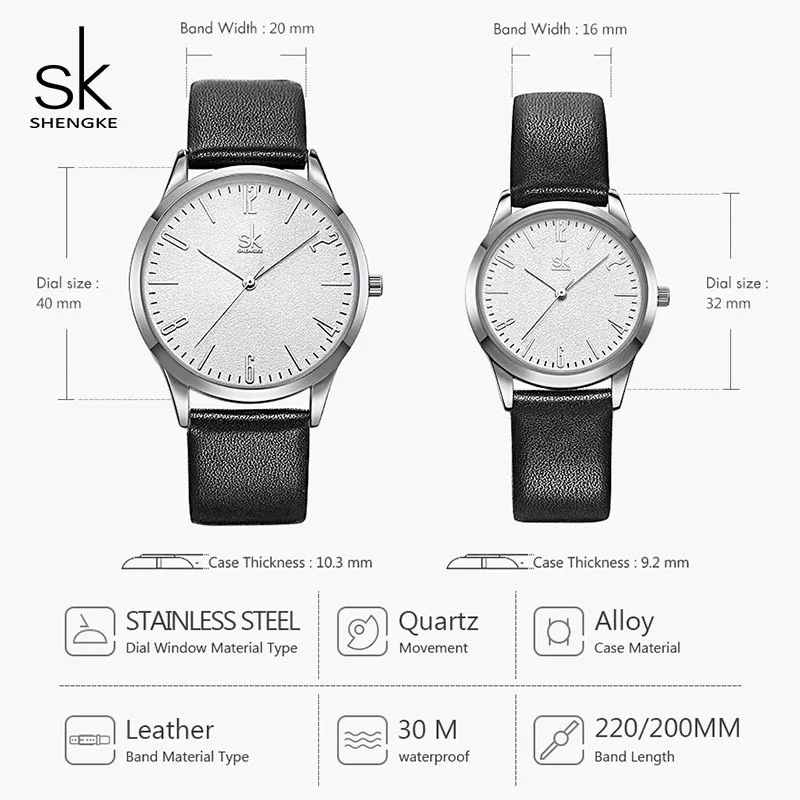 Shengke                2020 Reloj Mujer Hombre # K9003