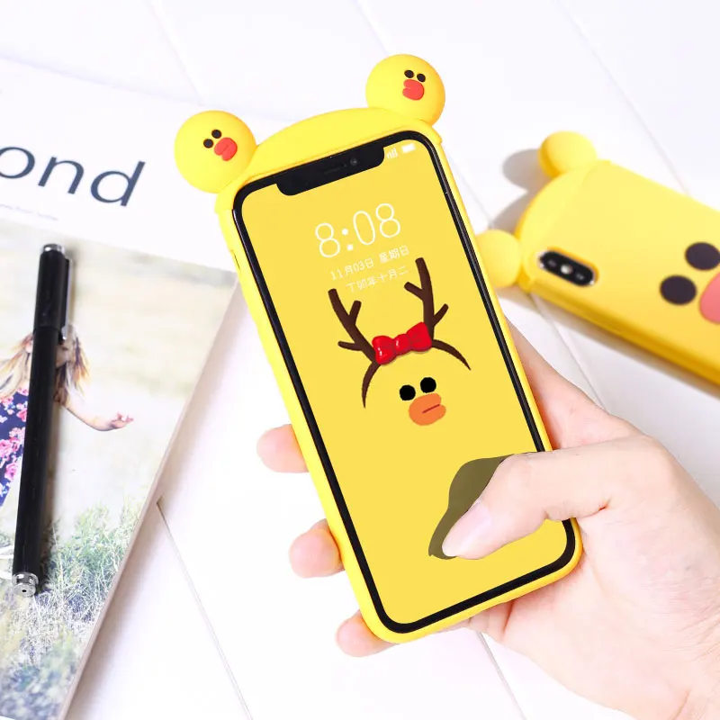 Для iphone 8 3D курица Салли медведь чехол-Кролик для X 7 plus 6 S/6 S обруч волос Мягкий