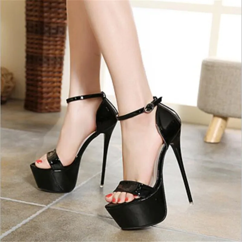 

2019 new elegant sandals Women High Heels Pumps Super high heel 16cm women Banquet sandals waterproof platform toe sandals my166