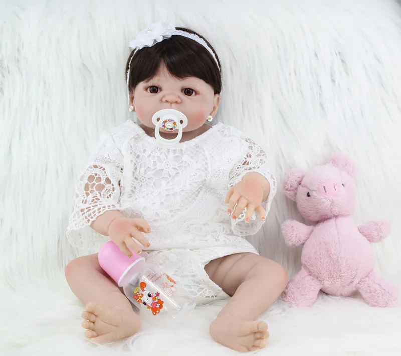 55 см полноразмерная силиконовая кукла Reborn Girl игрушка для малышей Реалистичная 22
