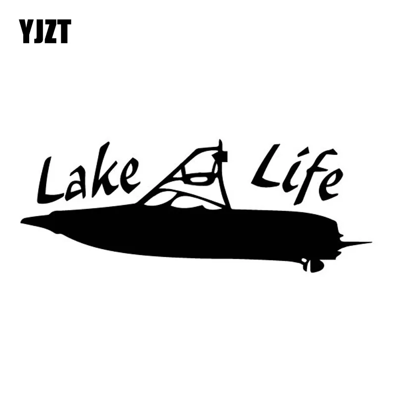 

YJZT 15CM*5.7CM Lake Life Simple Ship Boat Artistic Conception Vinly Decal Cool Decor Car Sticker Black/Silver C27-0504