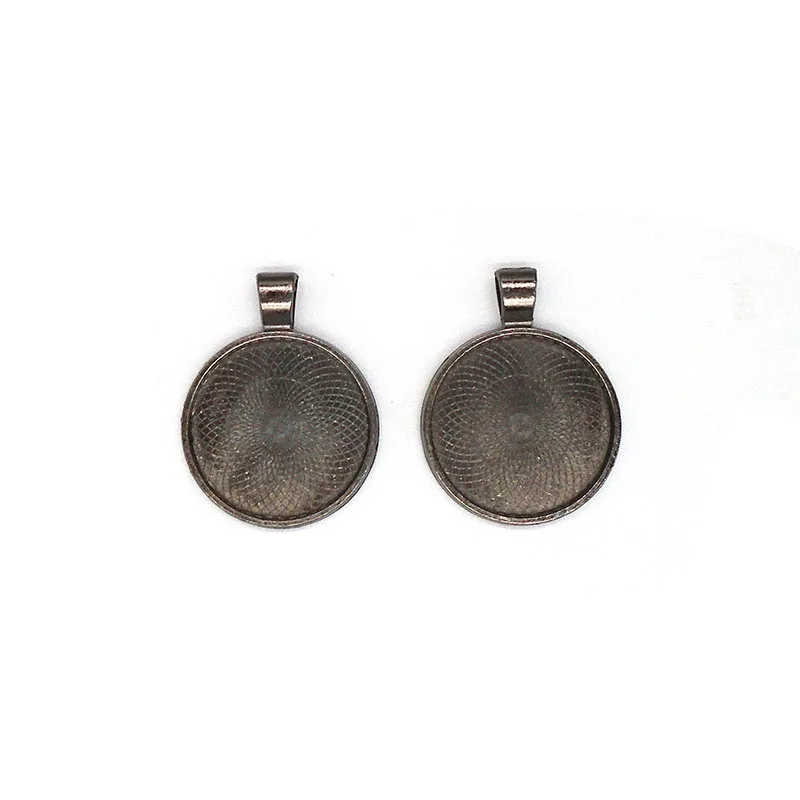 20 x Gunmetal Черное круглое ожерелье Безель пустой кулон лотки Кабошон Камея основа