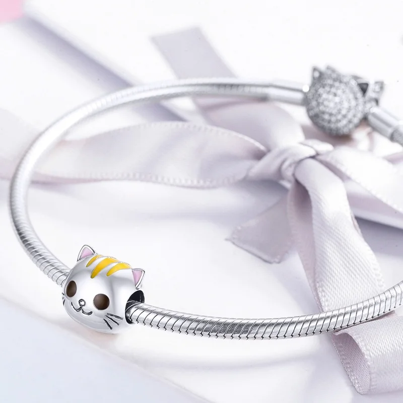 Аутентичные новые 925 стерлингового серебра ребенка Kitty кошка человек амулеты