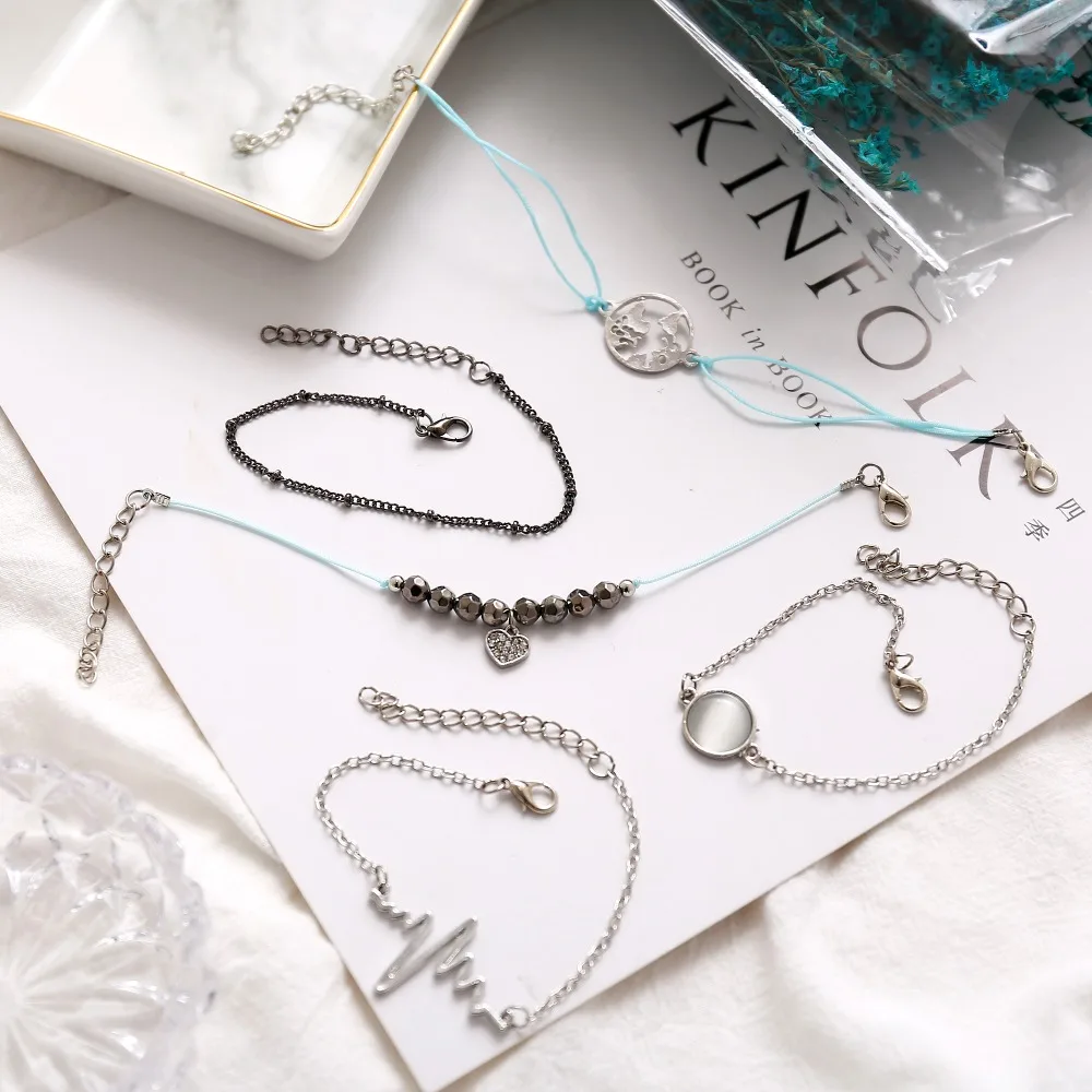 5 шт./компл. DBWC для женщин Мода сплав Любовь краб форма циркон бусины strand браслет