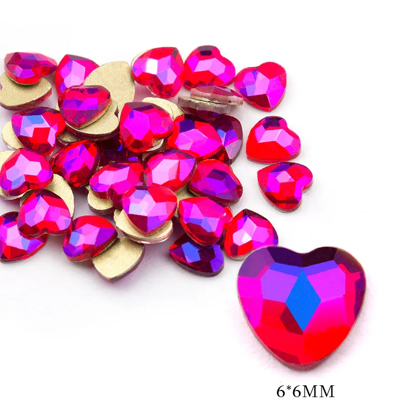 6x6mm heart Светильник Сиам АВ 20 шт./пакет Мода Стекло одежда с камнями украшения с украшением в виде кристаллов полимерные Стразы плоские с оборота бусины для свадьбы личность дизайнерское бисерное - Цвет: 6x6mm heart