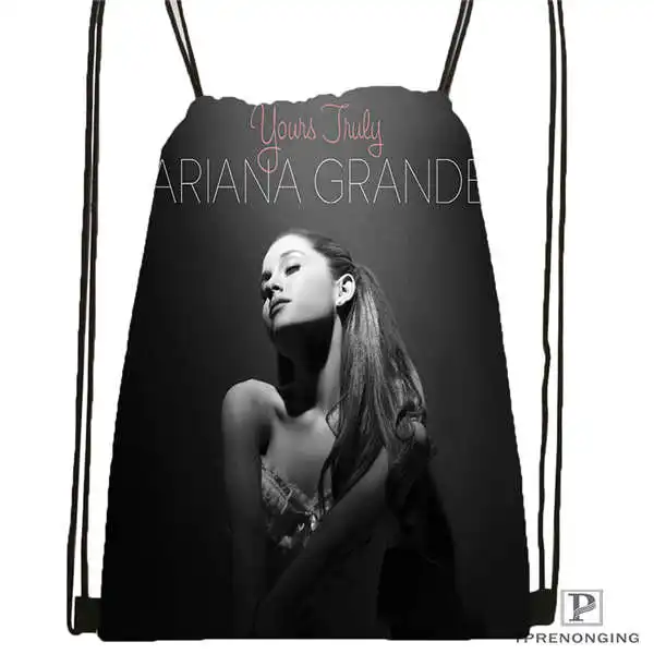 На заказ Ariana Grande(4) походная сумка на шнурке милый рюкзак для детей(черная спинка) 31x40 см# 180612-03-Ariana Grande