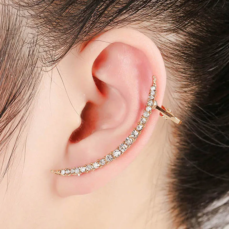 

Trendy Earring Inlaid Crystal Moon Ear Cuff Hot Sell Shiny Rhinestone Earcuff Popular Jewelry Accessories Girl Gift Clip Earring