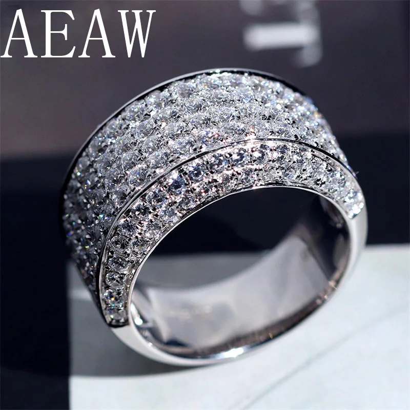 AEAW роскошный центр 10 мм ширина DF цвет VVS Moissanite обручальное кольцо для мужчин Твердое 14 к 585 кольцо из белого золота