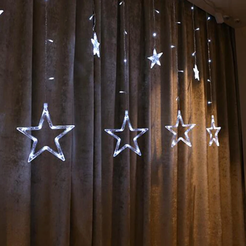 Christmas LED Lights AC/US/EU/UK Romantic Fairy Star Curtain String Lighting For Holiday Wedding Garland Party Decoration | Лампы и