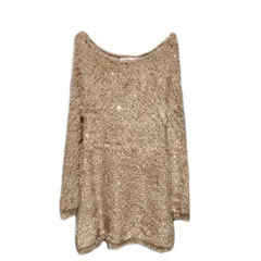 Cakucool блестками вязаное платье Для женщин с длинным рукавом Осень Vestidos украсить Повседневное прямой v-образный вырез Бисер короткий вязаный тянуть платья - Цвет: khaki thick
