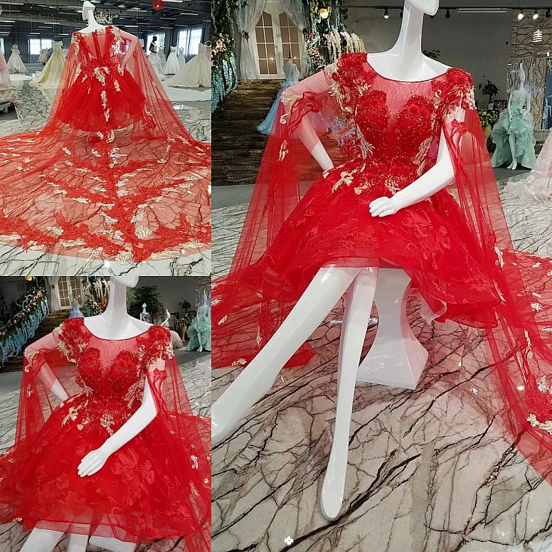 LS00198 красное вечернее платье 2018 с коротким рукавом см. Через спину зашнуровать