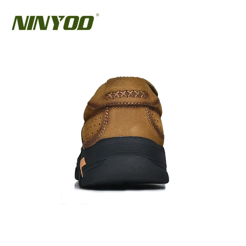 NINYOO/брендовая Уличная обувь для мужчин из натуральной кожи на платформе со шнуровкой для путешествий; износостойкая дышащая резиновая Осенняя обувь; подарок