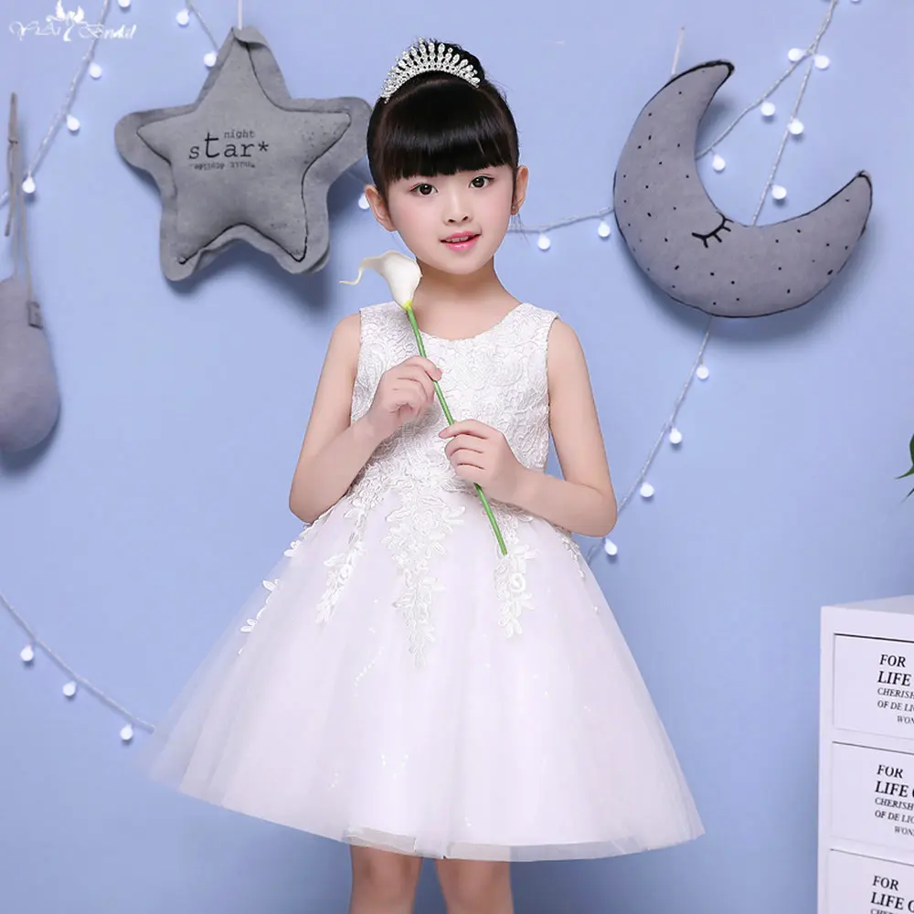 TF006 платье для девушек без рукавов с круглым вырезом и бантом на спине розовыми