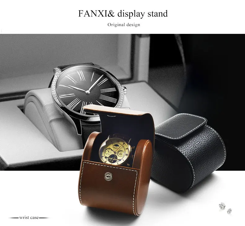 FANXI новая коробка для хранения часов из искусственной кожи с бархатной вставкой красная/черная Портативная сумка для часов органайзер для часов с кнопкой