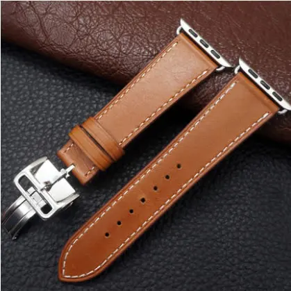 Brown Ремешок из натуральной кожи для Apple Watch, серия 4, браслет, ремешок для часов Apple Watch, ремешок серии 1, 2, 3, iWatch herm, ремни - Цвет ремешка: Brown