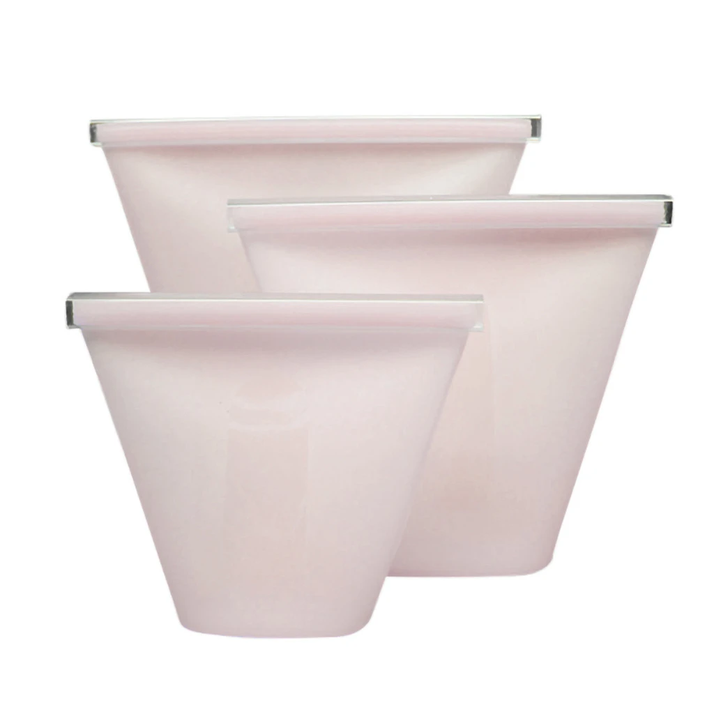 3 x Cup Set Pink 8 x многоразовые силиконовые пакеты для сохранения пищи герметичные уплотнения на молнии герметичные емкости для хранения продуктов контейнер Универсальная кухонная посуда - Цвет: 3 x Cup Set Pink