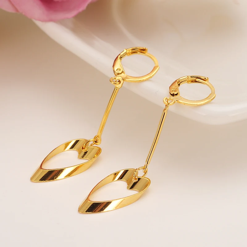 14 k Yellow Fine Solid Gold FINISH Vintage Hollywood Glam Shovel Heart Long Earring 2018 Hot Trend Korean Celeb | Украшения и