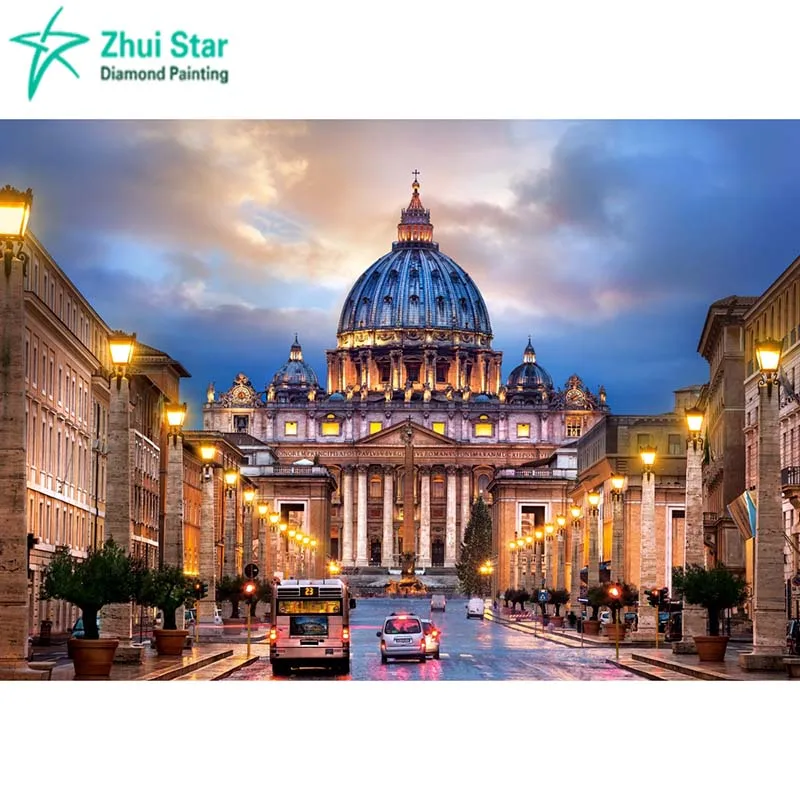 Камни в форме ромба Алмазный вышитый ночной вид Алмазная мозаика камни картина