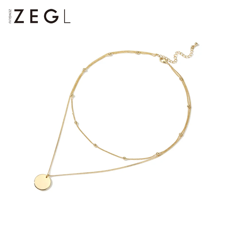 Женское Ожерелье ZEGL Двухслойное ожерелье с цепочкой для ключиц простая