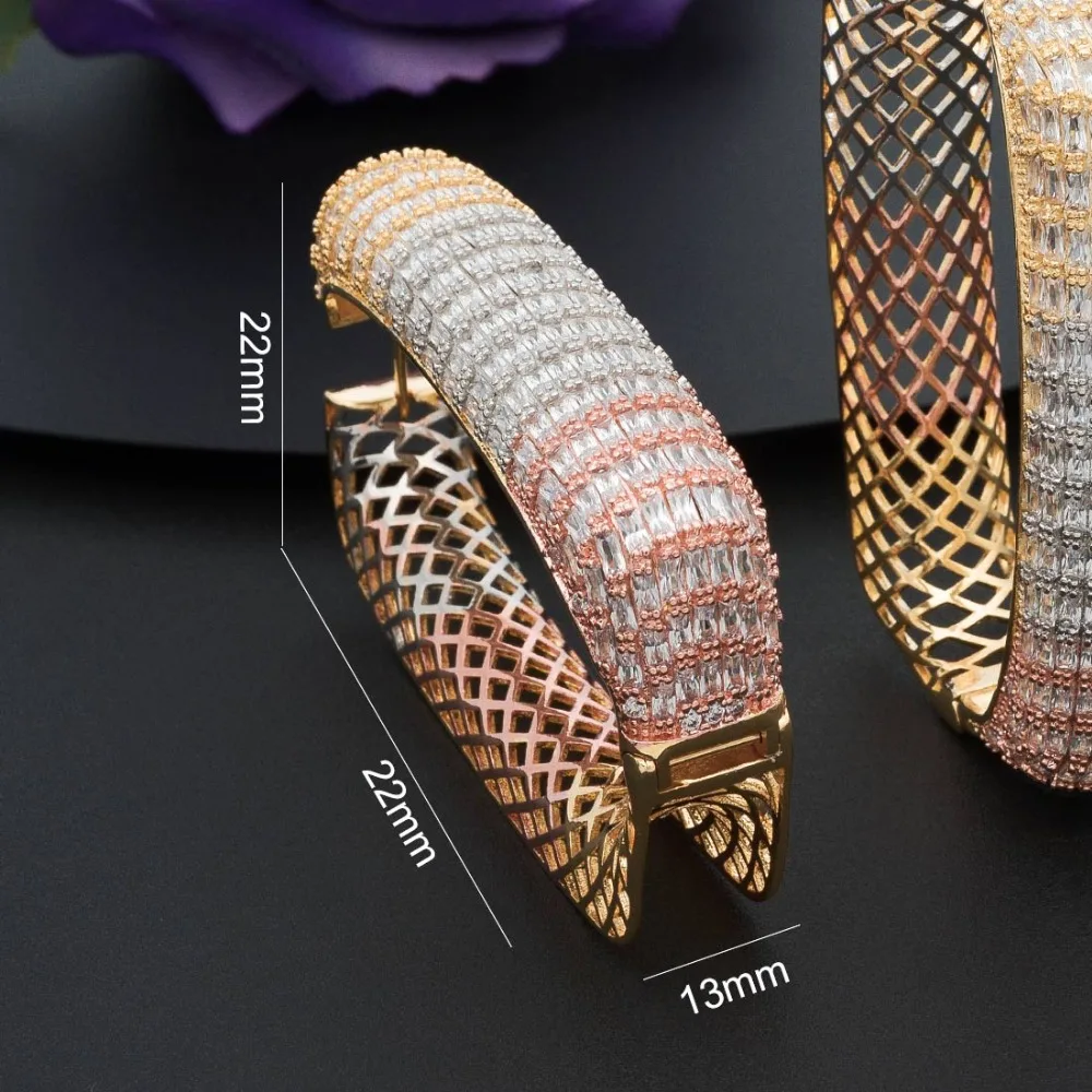 ModemAngel роскошные квадратные ювелирные изделия полные фианиты медь 3 тона