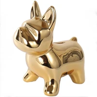 european ceramic crafts mirror bulldog cartoon puppy piggy bank access home decor for desktop decoration money box fashion