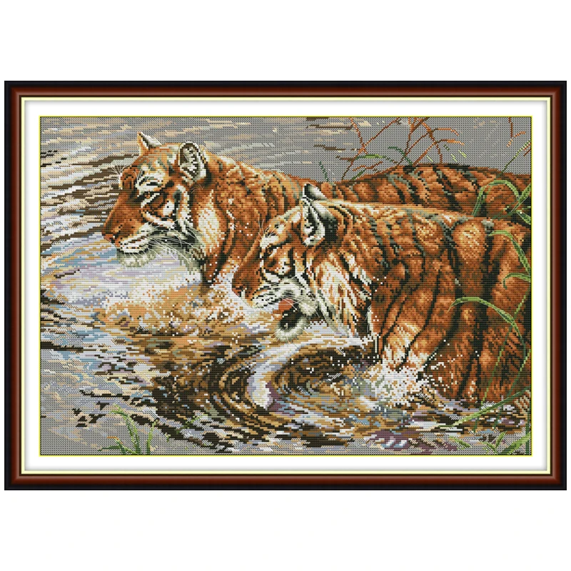 Tigers Concomitance узоры Счетный крест 11CT 14CT наборы крестиков китайские вышивка
