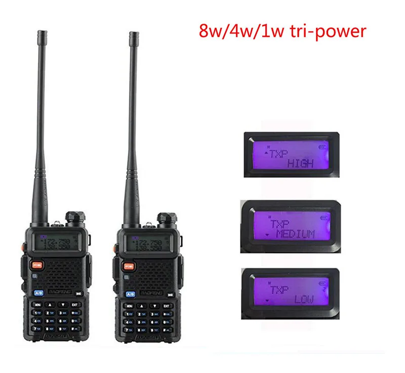 

2 шт. BaoFeng UV-5R 8 Вт VHF UHF радиостанции для 1/4/8 Вт FM VOX Двухдиапазонная двухсторонняя радиосвязь cb ham hf приемопередатчик рация uv5r