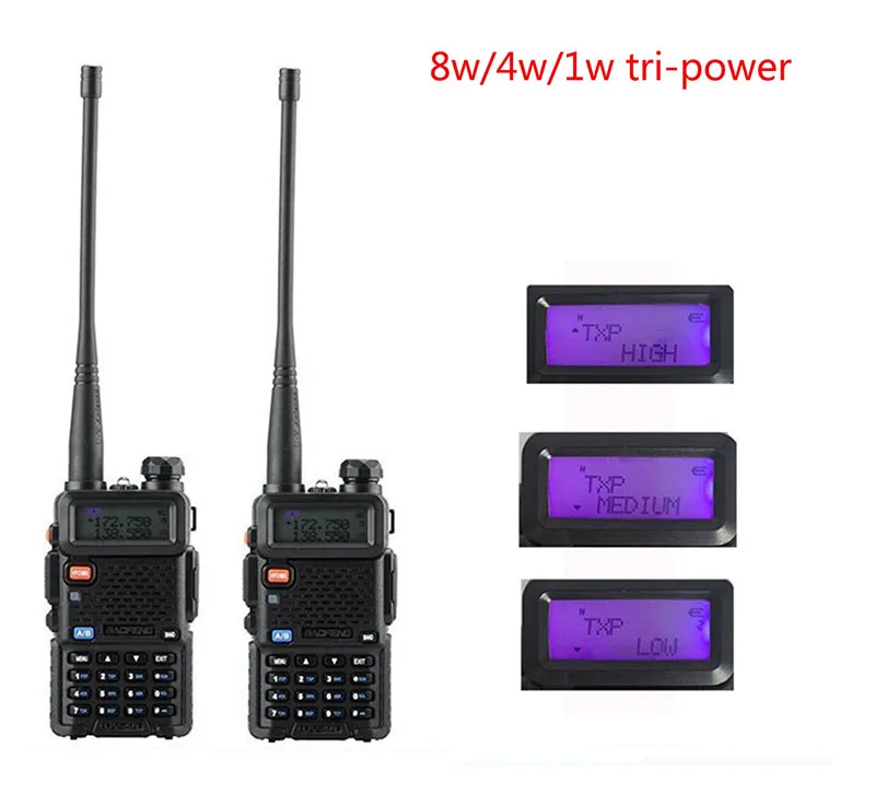 2 шт. BaoFeng UV-5R 8 Вт VHF UHF радиостанции для 1/4/8 FM VOX Двухдиапазонная двухсторонняя