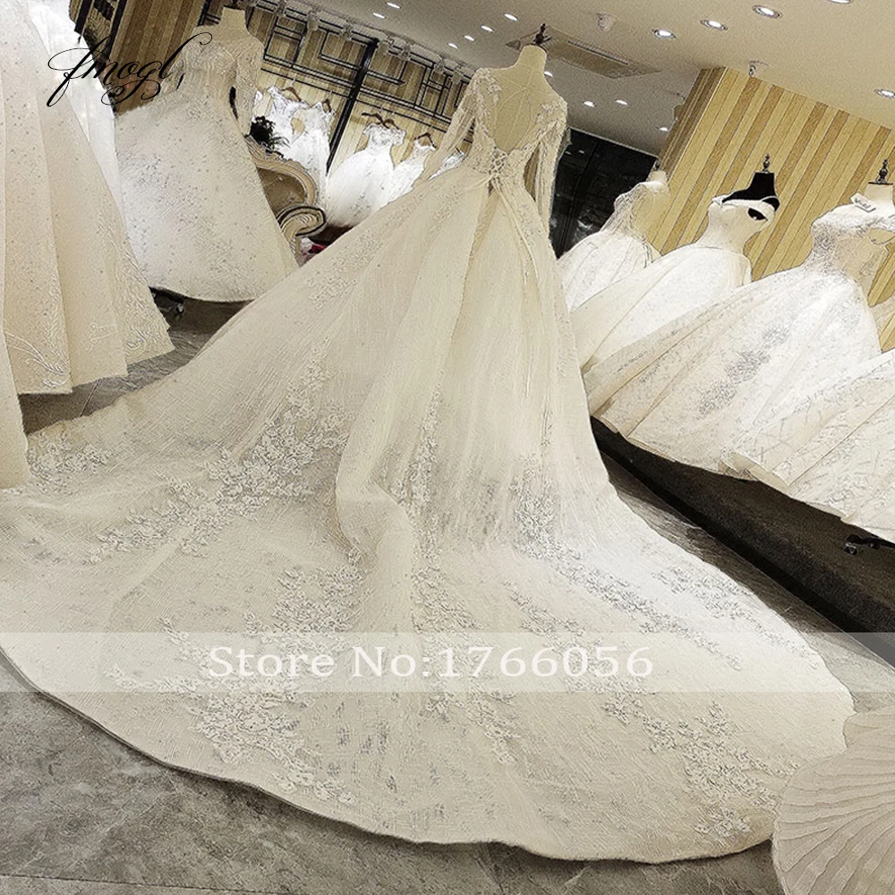 Fmogl Vestido De Noiva винтажные Свадебные платья с длинными рукавами 2019 круглый вырез
