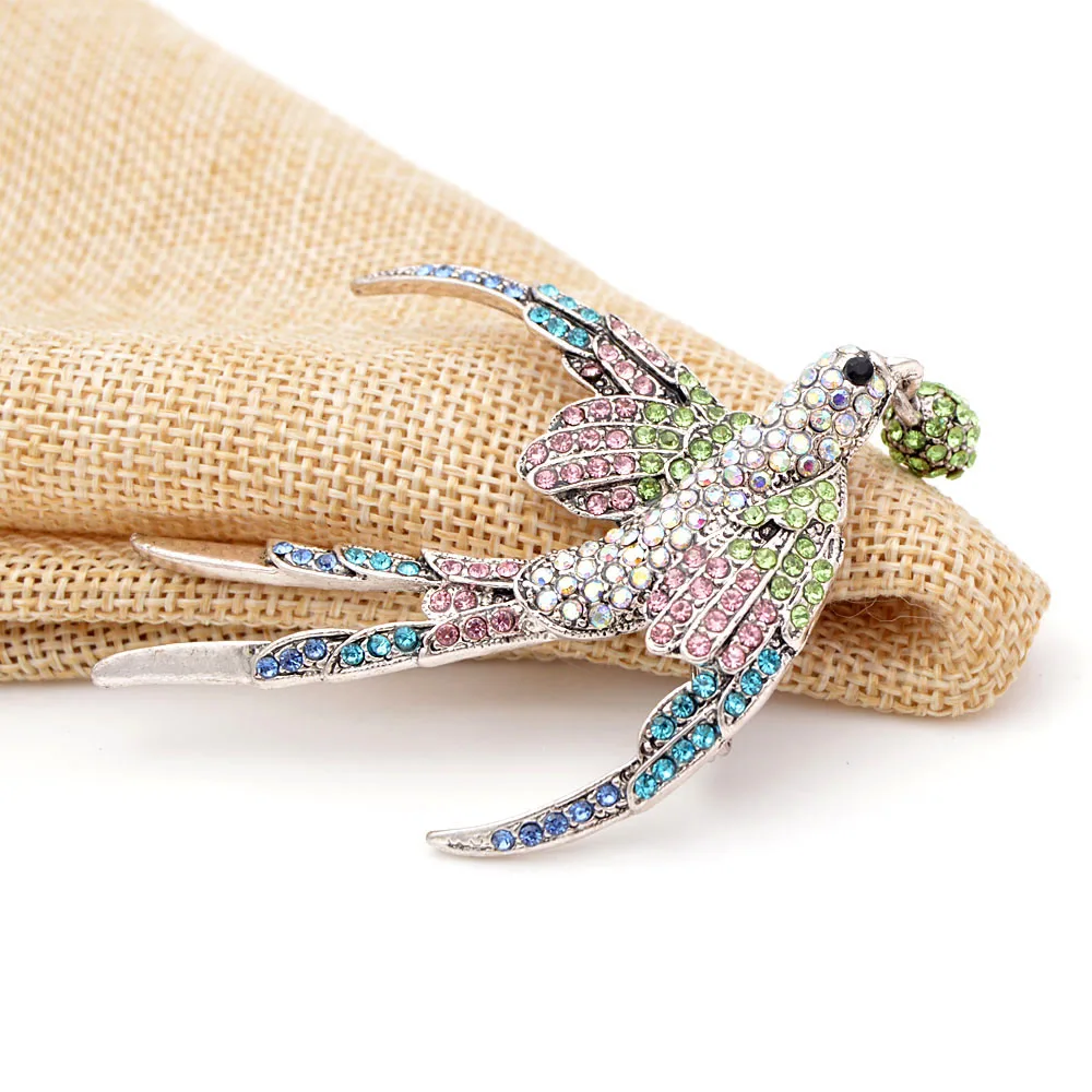 Винтажная женская брошь &quotЛасточка&quot CINDY XIANG модное украшение в виде птицы с