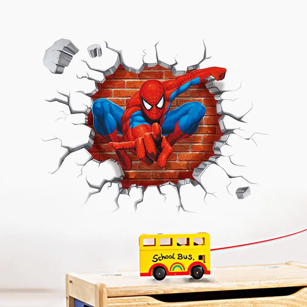 Новые 3d наклейки на стену с изображением Человека-паука для детской комнаты, наклейки для домашнего декора, персонализированный стикер на стену детской комнаты для мальчиков