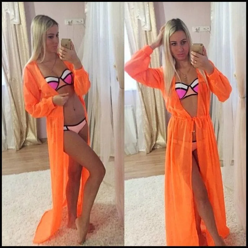 Пляжное платье-накидка кафтан парео саронги сексуальное шифоновое бикини