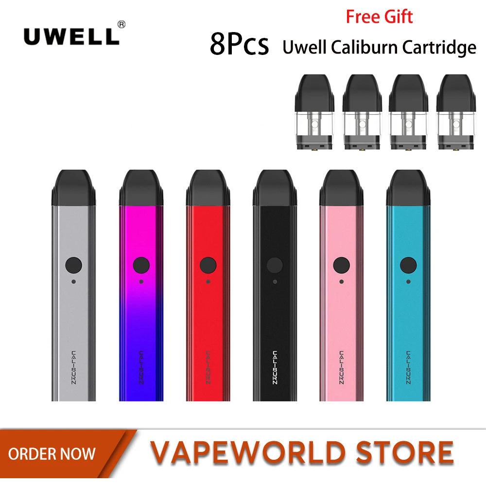 Оригинальный Uwell Caliburn Pod с 8 шт. картриджем 2 мл встроенный аккумулятор 520 мАч вейп