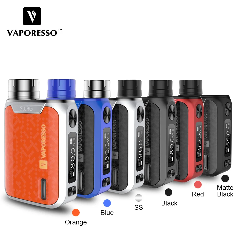 Оригинальный боксмод Vaporesso Swag TC 80 Вт 0 91 дюймовый экран вейп мод подходит для NRG SE