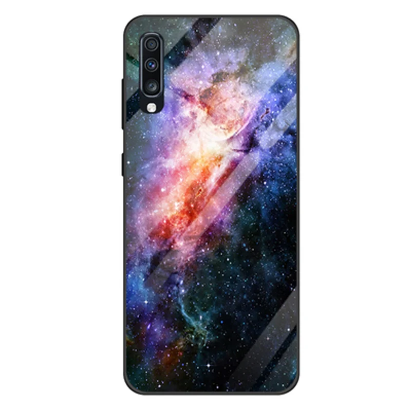 Чехол из закаленного стекла для samsung Galaxy A70, силиконовая Мягкая задняя крышка для samsung Galaxy A 70, мультяшный узор, чехол для телефона A7050