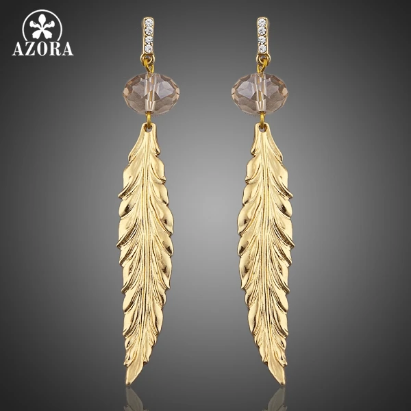 Серьги подвески с австрийским хрусталем TE0035 золотистого цвета|crystal dangle earrings|dangle