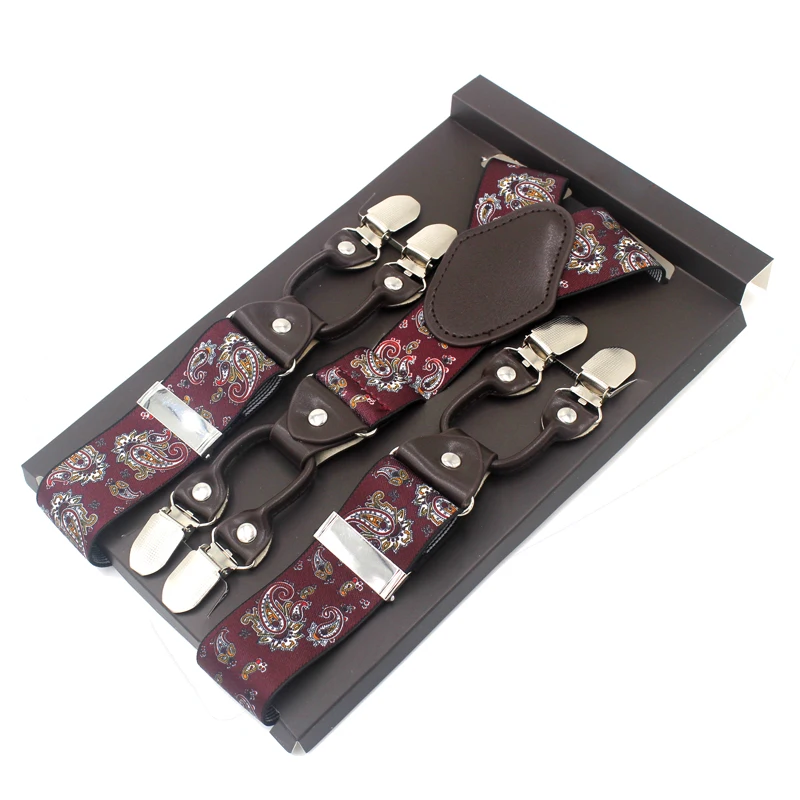 Мужские подтяжки повседневные коричневые кожаные эластичные модные винтажные