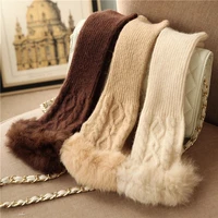 winter womens wool gloves solid color finger less long knitted mittens elegant lady glove rabbit hair arm warmers t122