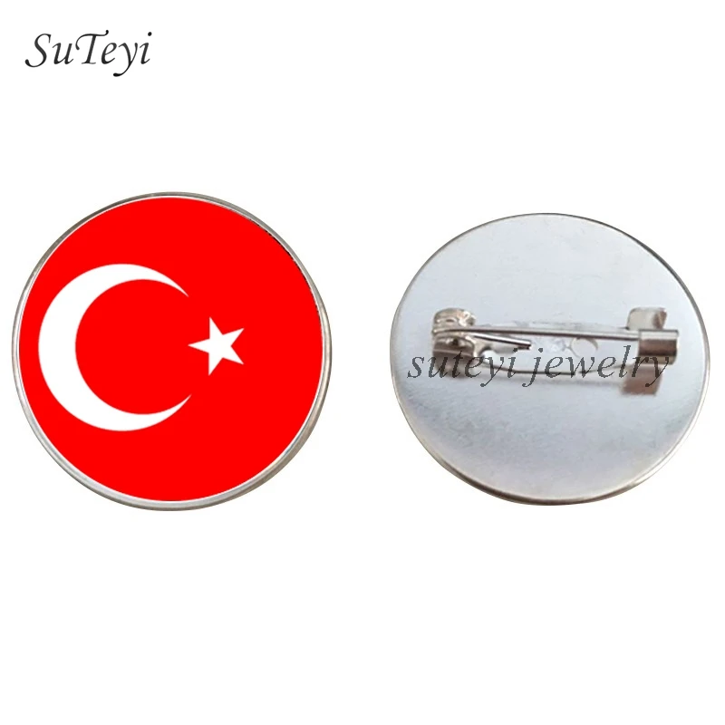 SUTEYI Sri Lanka/Флаг Таджикистана значок стекло шаблон брошь Таиланд/Турция/turkmenia флаг заколки кристаллы броши ювелирные изделия подарок - Окраска металла: silver