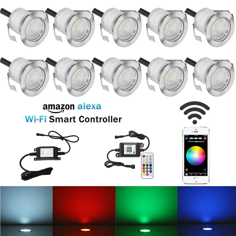 10 шт./компл. 30 мм RGB изменяемый цвет 12 в LED палуба лестница шаг терраса огни Wifi