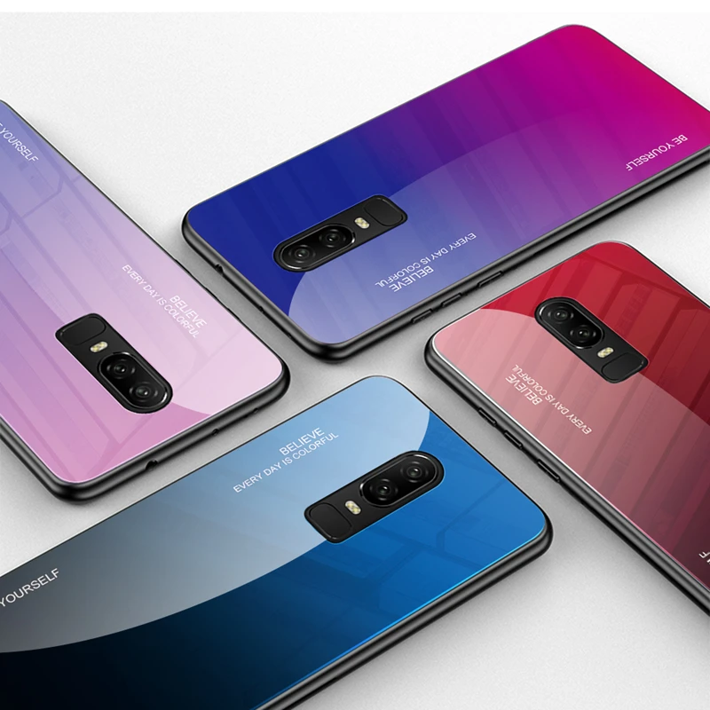 Защитный чехол для OnePlus 6 T 6, градиентный чехол из закаленного стекла one plus 1+ 6 1+ 6 T, чехол на заднюю панель для OnePlus 6 T 7T Pro, чехол для телефона