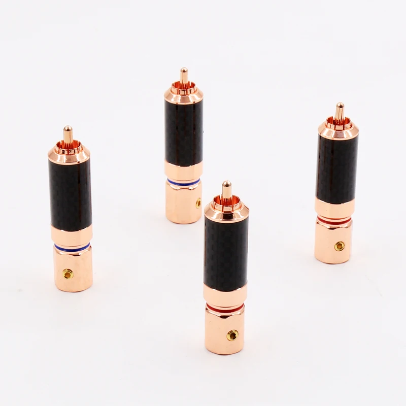 Free Shipping DIY 16pcs Carbon Fiber Rose Gold Plated RCA Jack Plug Solder Audio Cable Connector for HIFI | Электроника
