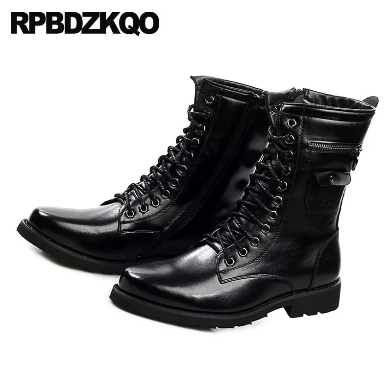 Застежка-молния Цвет Черный Модные с металлическим украшением Ботинки черепом в