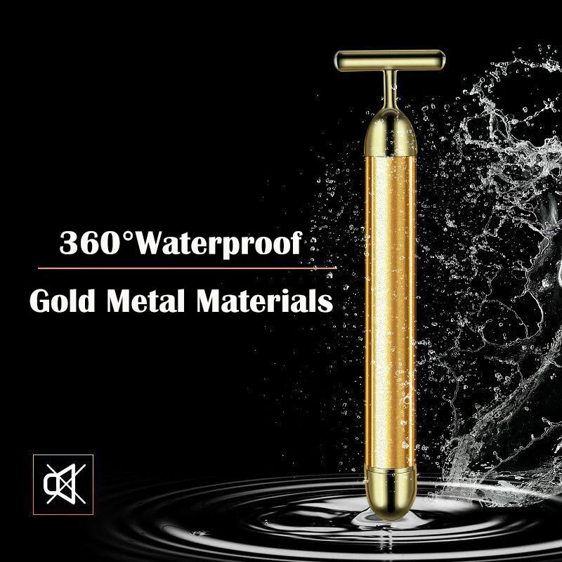 Brainbow 24K красоты массажер похудения морщинка лица ролик Gold вибрационная палочка