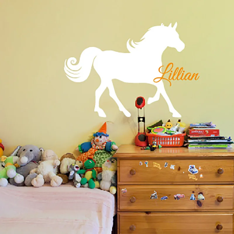 

Horse Nursery Room Wall Stickers Custom Name Vinyl Wall Decals Children Room Wall Decor Wall Art Personalized Wallpaper 607C-B