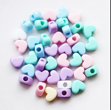 Wholesale Spring Color Mixed Heart Shape Acrylic Loose Beads DIY Fashion Charm Jewelry 50pcs BJ-13 | Украшения и аксессуары
