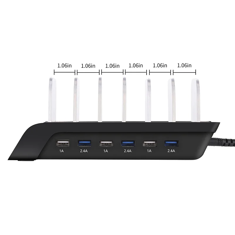 Зарядная Станция 10.2A с 6 портами USB универсальный настольный планшет и смартфон