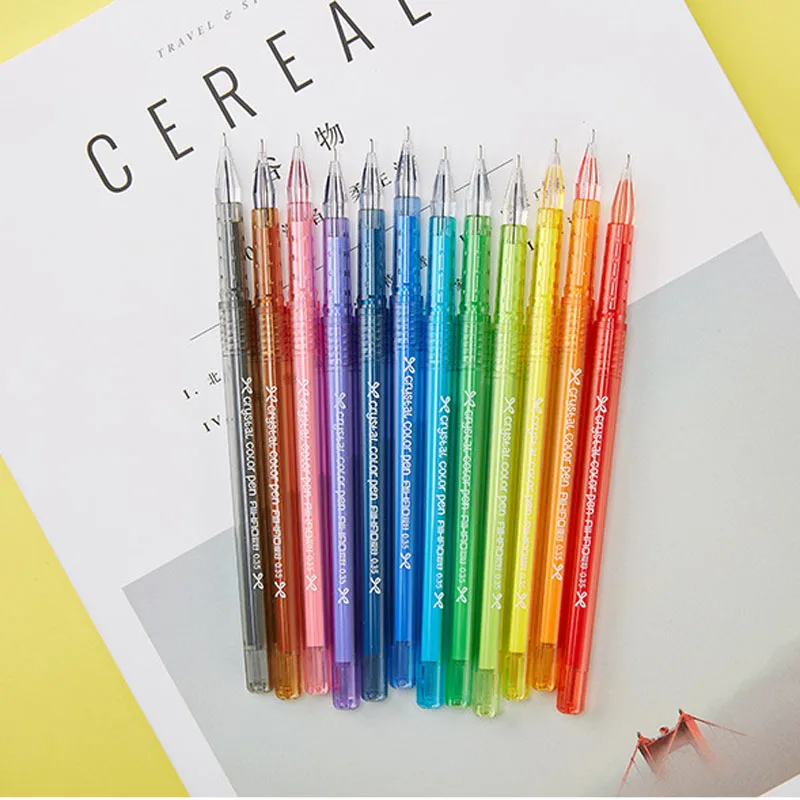 Marco 12 Pcs/set 0.35mm Cute Small Fresh Candy Color Diamond Gel Pen Creative Gift School Supplies Colored Pens | Канцтовары для