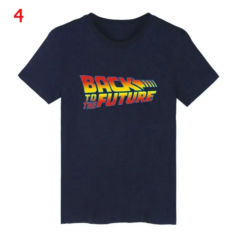 dark blue t shirt Футболка «Назад в будущее», светящаяся футболка, летние футболки с коротким рукавом «Назад в будущее», топы, уличная одежда, футболки, 4XL, унисекс - Цвет: dark blue t shirt