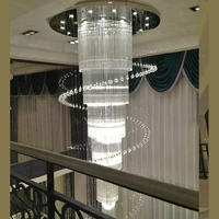 new large modern chandelier crystal lighting for duplex and hotel lustres cristal led stair lamp